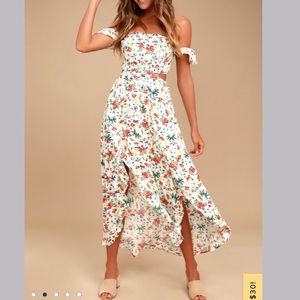 Easy on the eyes floral print cream maxi dress